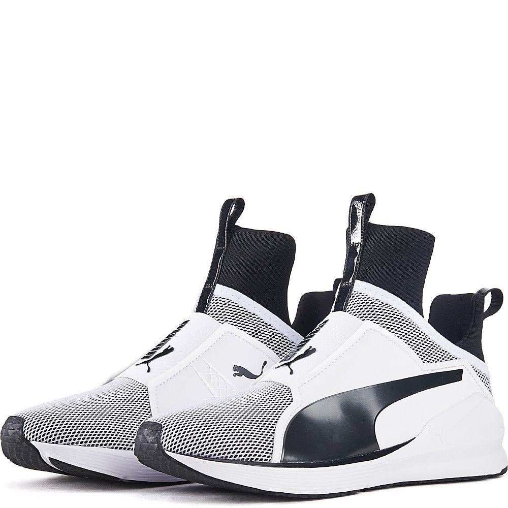 White with black Puma high top sneakers Sz 7 “fierce core” training